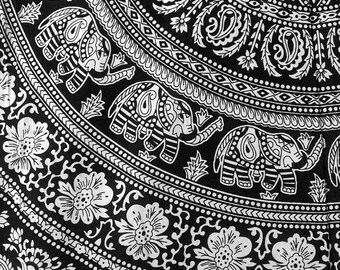 Wall Tapestries Black and White Tapestry Bohemian Tapestry Boho Decor Wall Art Mandala Dorm Room Decor Gypsy Bed Cover Elephant Yoga Decor