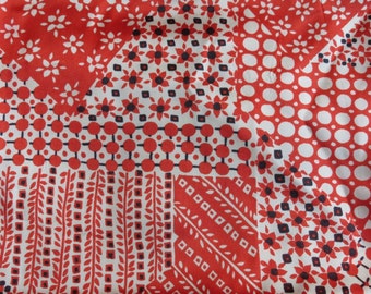 Vintage Red Rayon Dress Fabric 4 Yards