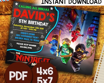 Ninjago Invitation, Ninjago Invitations, Ninjago Birthday, Ninjago Party,Ninjago Printable, Ninjago Birthday Party, Instant Download, PDF