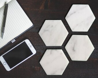 Italian Marble Hexagon Coasters ** Set Of 6 **