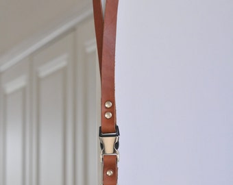 Premium Belgium leather lanyard/neck strap for mobile phone/keys chains/badge/ID pass holder - Leather