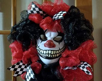 Scary clown wreath