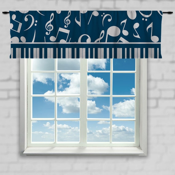 Musical Notes Window Curtain or Valance Custom Made Music