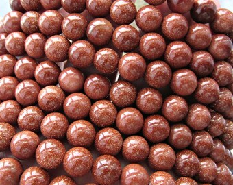 8mm Goldstone beads, full strand, goldstone beads, sparkle beads, shiny beads, brown beads, gold beads, jewelry supplies, bracelet beads