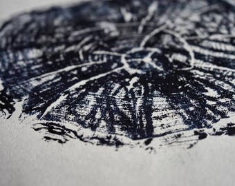 Hand Pressed Tree Ring Artwork - Ink & Paper