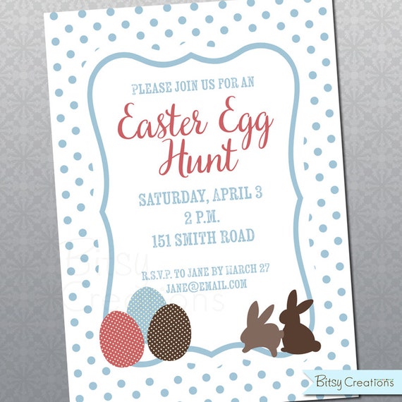Printable Easter Invitation Polka Dot Egg Hunt Invitation