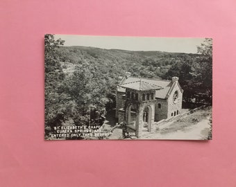 vintage black and white postcard st elizabeth’s chapel eureka springs arkansas