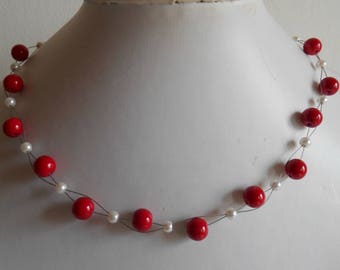 Bridal twist of passion red and white beads