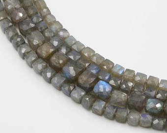 Labradorite Faceted Cube Beads