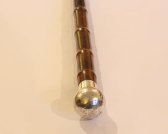 Victorian antique silver ball headed bamboo cane walking stick circa 1880 - 1900