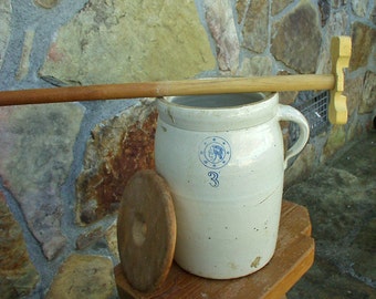 Vintage Stoneware Butter Churn/Antique Butter Churn/Vintage Louisville Pottery #3 Churn/Louisville Pottery Cherokee Churn/Antique Churn