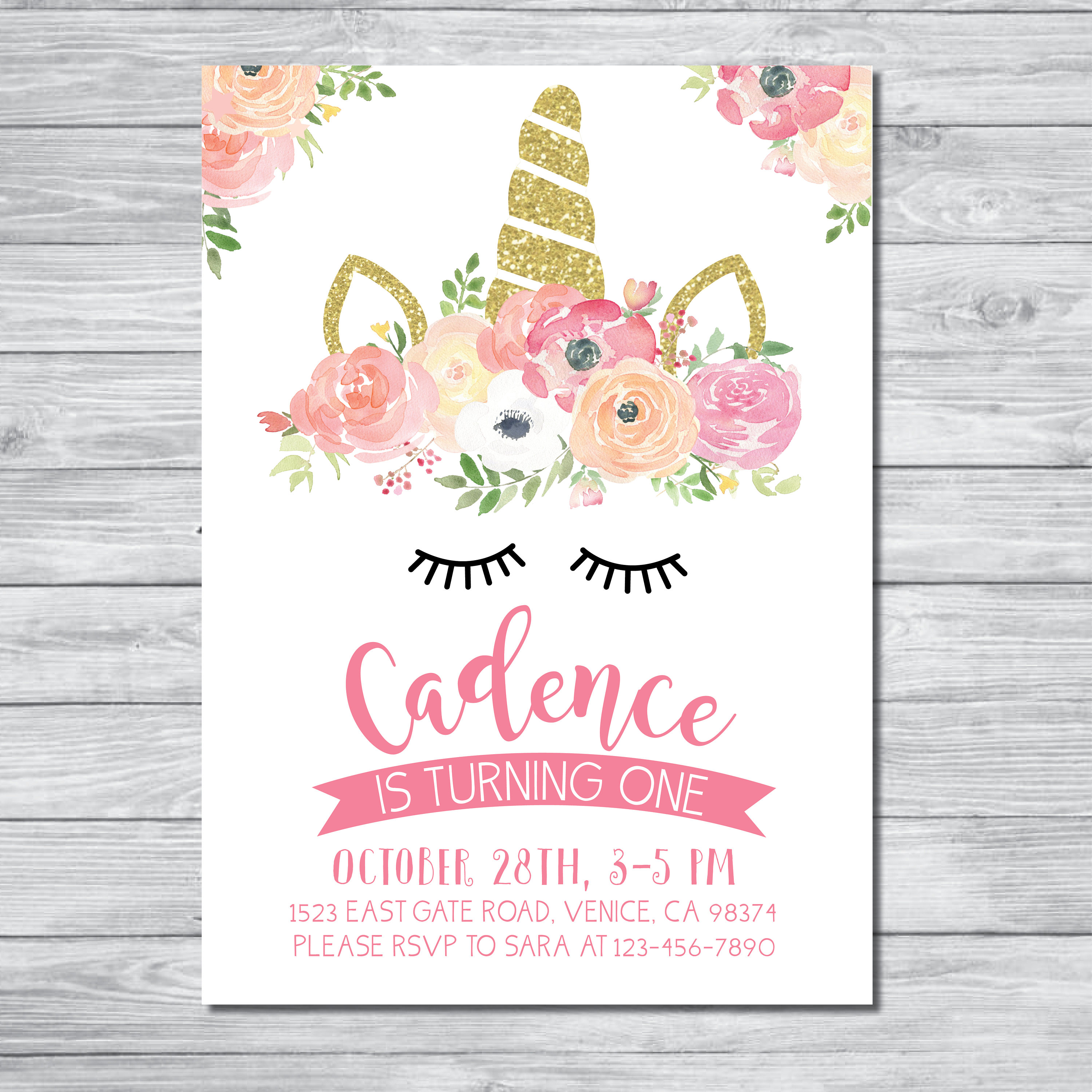 Unicorn Birthday Party Invitations 4