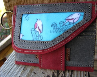 Vegan Minimalist Wallet, Eco-friendly Chickadee Wallet, Waxed Ultra Suede, Wedding Bridesmaid Gifts, Business Gifts