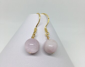 Pink Kunzite Earrings, Gold Sterling Silver, Gift For Her, Bridal, Wedding, Gift For Women, Bridesmaid Gift, Gold Earrings, Beaded Earrings