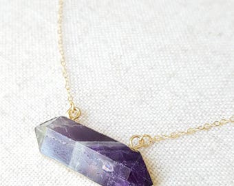 Amethyst Bar Necklace - Gemstone Necklace - Amethyst Pendant - Gemstone Jewelry - Mother's Day Gift- For Mom