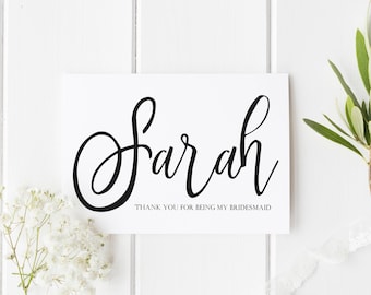 Simple Bridesmaid Card, Thank You For Being My Bridesmaid, Thank You Maid of Honour, Card For Flower Girl, Name Bridesmaid Thank You Card