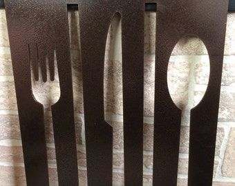 Metal Knife, Fork and Spoon Wall Hanger - Home Decor - Kitchen Decoration