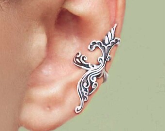Iris Wave ear cuffs Sterling Silver earrings Iris earrings Sterling silver ear cuff non pierced flower ear cuff ear clip jewelry C-087