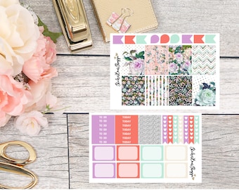 Floral Mini Kit Planner Stickers - For Erin Condren Life Planner or Happy Planner