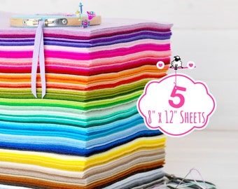 100% Wool Felt Sheets - Sheets of 8" X 12" - Merino Wool Felt - Pure Wool Felt - 4, 5 or 6 Wool Felt Sheets - You Choose your Colors