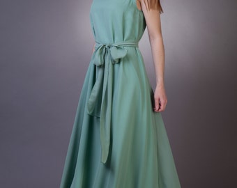 Long sage bridesmaid dress Sage green bridesmaid dress Long sage dress Sage green dress Chiffon sage dress Sage green wedding 15+ colors