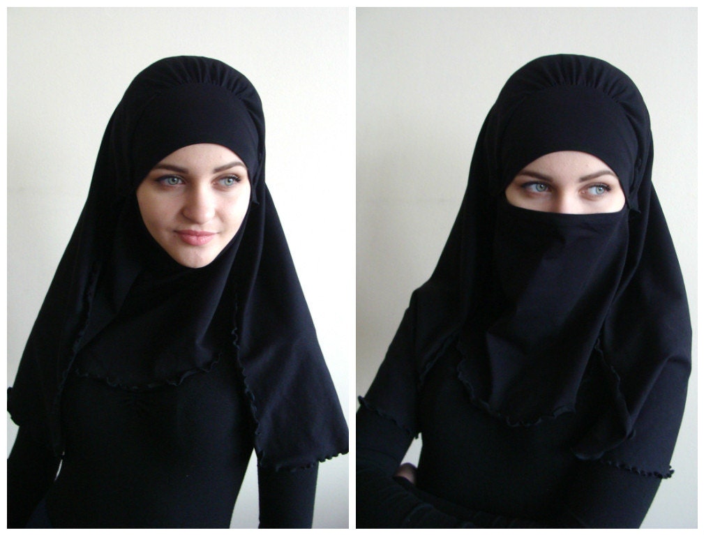 Transformer voluminous black barbe hijab niqab transformer