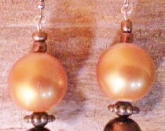 Gold And Brown Dangle Earrings