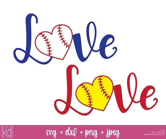 Download 2 Baseball Heart svg Softball Heart svg Love Baseball svg