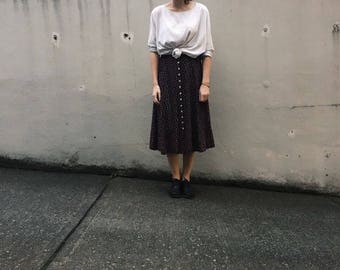 Vintage High Waisted Skirt with Floral Print