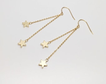 Star earrings, dangle star earrings, hipster earrings, geometric earrings, gold star earring