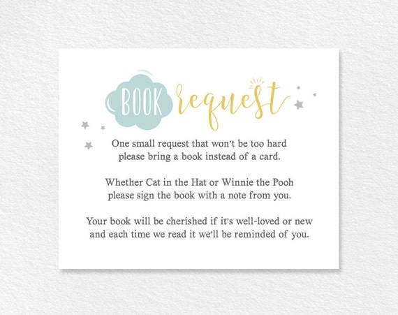 Book Request Card Baby Shower Book Request Books for the