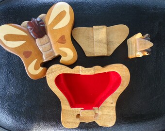 Wooden Butterfly Trinket Box