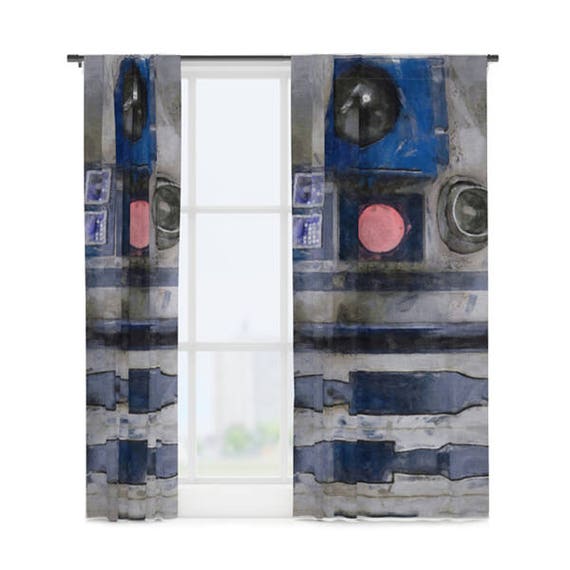 R2D2 Window Curtain Star Wars Design Geek Room Children