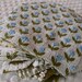 Vintage Chenille Fabric Quilt Squares - 15 - 6 inch squares, Rosebuds various colors & green chenille - 500-241