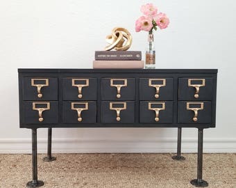 SOLD**Vintage Library Card Catalog Cabinet/Industrial Coffee Table/Side Table *Local PU Only