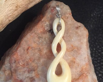 Spiral Bone Pendant/ Bone Necklace / Natural Jewelry / BlueSpiralCo