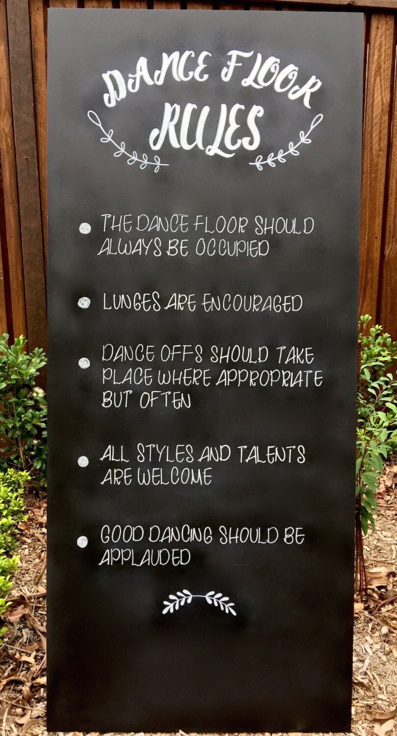Dance floor rules wedding sign wedding chalkboard