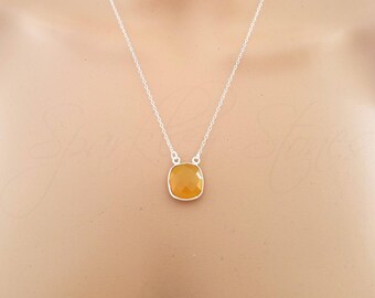 Yellow Chalcedony Necklace, Layering Necklace, Delicate Necklace, Chalcedony Necklace