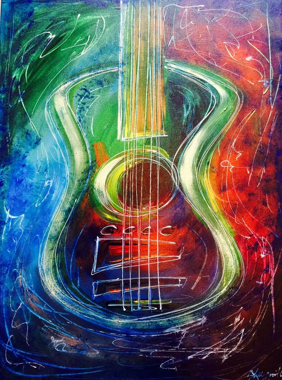 Guitar Painting Hard Rock Art Electric Guitar Acoustic