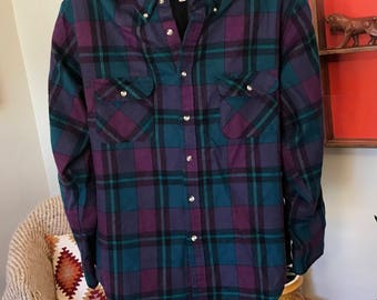 Vintage 70’s/80’s purple and teal flannel
