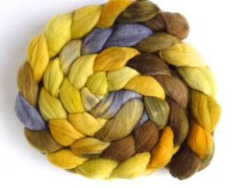 Soft Sunshine, Rambouillet Wool Roving - Hand Painted Spinning Fiber