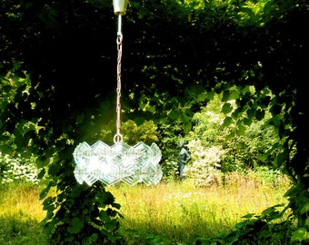 1 of 10 GERMAN BALLROOM CHANDELIER Clear Glass Pendant Lamp 1960s 1970s 60s 70s