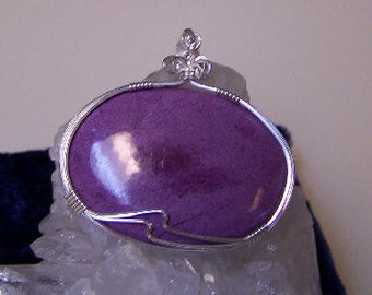 Large OOAK Sterling Silver Wire Wrapped Purpurite Pendant by Sapphireskies
