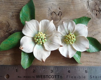 Vintage dogwood flower decoration, handmade 50s