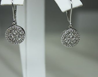 0.85 Carat Dangling Diamond Earring 14KT White Gold