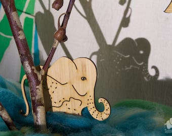 Bamboo shadow puppets, elephant, orangutan, hornbill, monsoon, fire, Borneo rainforest animals. Bundle of 5 puppets.