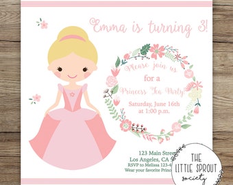 Princess Tea Party Birthday Invitation