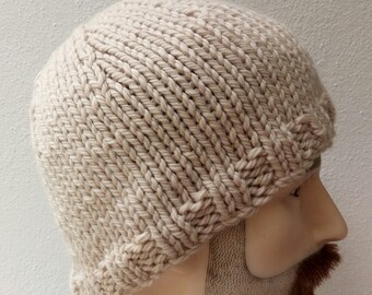On sale. Men's beanie warm winter hat soft silk, wool and bamboo thick cosy large