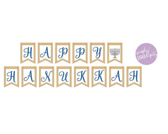 Hanukkah Burlap Banner | Happy Hanukkah Banner