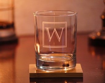 Whiskey Glass, Personalized Whiskey/Bourbon/Scotch Glass, Custom Sand Carved 11 oz. Rocks Glass, Father's Day Gift, Wedding Gift, Groomsmen